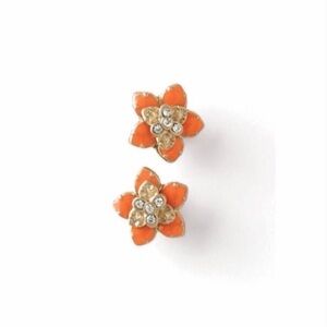 Lia Sophia Posey Enamelled Rhinestone Earrings Orange Gold